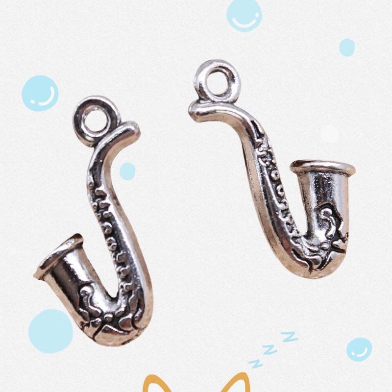 70 Pcs Tibetan Silver Saxophone Charms 22X11MM Diy Jewelry Making L11043 Charms