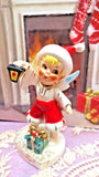 Vtg Lefton December Boy Angel W SANTA HAT With Lantern Holly Berry Gift #556 Model