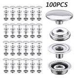 100pc Stainless Steel Fastener Snap Press Stud Cap Button Marine Boat Canvas Set Model