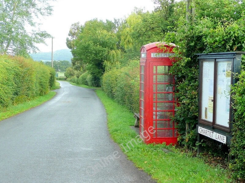 Photo 6x4 Chartist Lane, Lowbands Phone box, notice board and bench withi c2011 Model