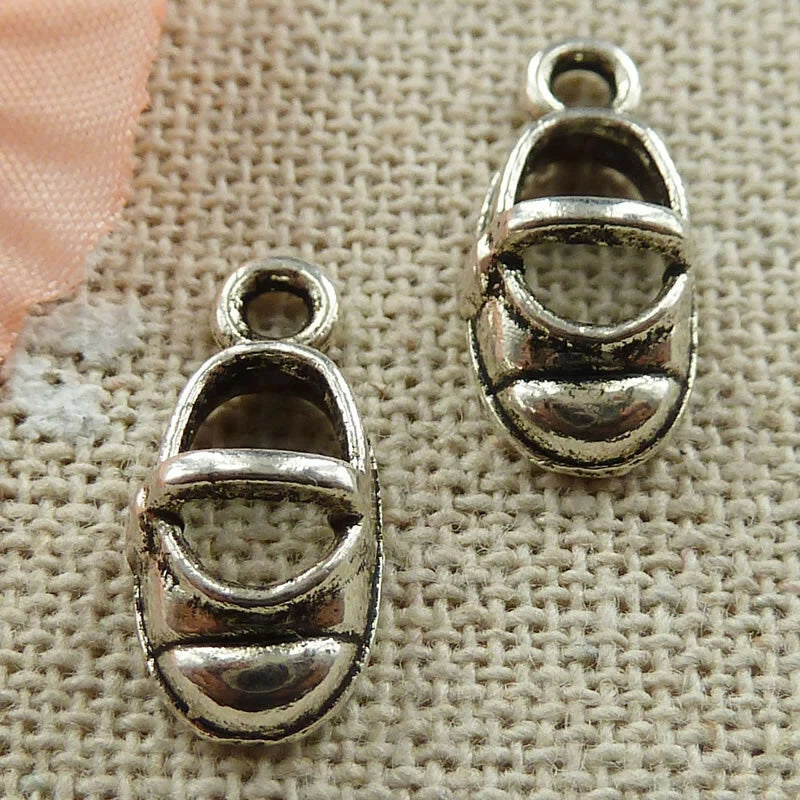 300 Pcs Tibetan Silver Shoes Charms Pendants 16x7mm L-390 For Jewelry Making Charms