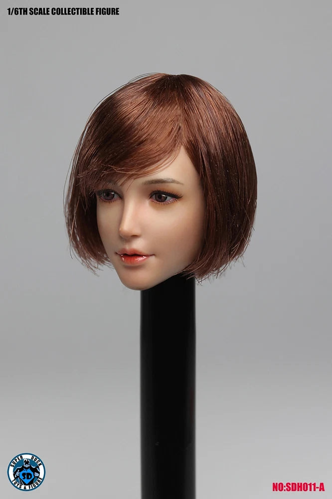SDH011A 1/6 Female Girl Asia Loli Short Hair Head Carved Model Toys Model