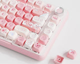 Pink Cute Keycaps, Anime Cat Keycap Set , PBT MOA Profile, Double Shot Model