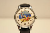 VINTAGE MEN'S EARLY COLLECTIBLE MECHANICAL WATCH "POBEDA"  WITH  HAND PAINT DIAL Model