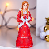 Wooden carved Snegurochka figurine - Snow Maiden, home Christmas decor Model