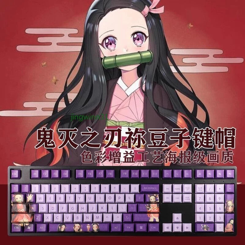 Anime Demon Slayer Transparent Keycap Set PBT for Cherry MX Mechanical Keyboard Model
