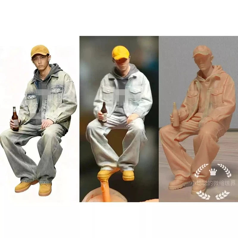 Painted 1/18 Sitting Man Figurines Figures Miniatures Model For Cars Vehicles Model