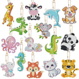 15 PCS DIY 5D Diamond Painting Keychains Animal Art Ornaments Double Side Model