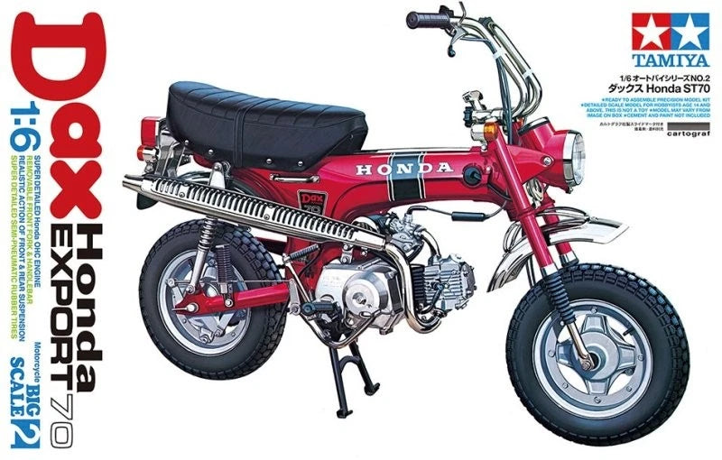 Tamiya 16002 1/6 Scale Motorcycle Model Kit Honda Dax Trail Export 70 Mini Bike Model