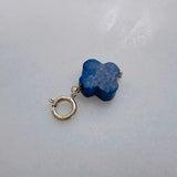 14K Solid Yellow Gold Lapis Lazuli Clover Small Charm Pendant w/Spring Clasp Charms