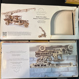 UGears Fire Truck with Ladder Wooden Mechanical Model 537 Pieces Open Box Model