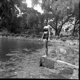 1940s London Ohio Girl Swimming on Diving Board   Original Photo Negative Model