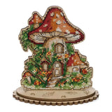DIY Cross Stitch Kit Fly agaric house on Wood Cross Stitch Craft Set for Decor Model