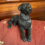 Vintage 6x4x4 resin black labrador laying figurine mid century display lab Model