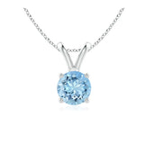 1.20 ct. Genuine Aquamarine Solitaire Round Pendant Necklace in Sterling Silver Charms