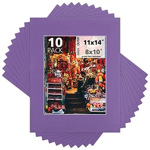 10 Pack 11x14 Photo Mat Boards Fits 8x10 4-Ply Acid-Free DIY Picture Framing Model