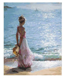 Paint By Numbers DIY Kit Beach Seaside Dreaming Lady Women 40CMx50CM Canvas Model