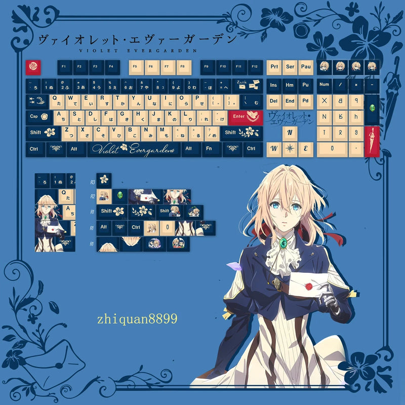 Anime Violet Evergarden Key Caps PBT Keycaps for MX Mechanical Keyboard Model