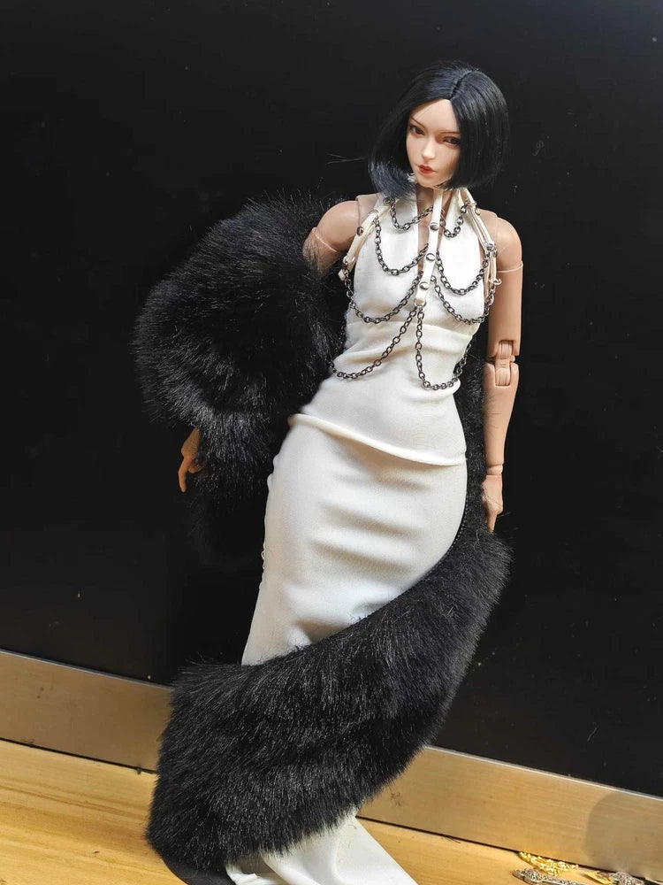 1/6 Fur Collar Shawl Dress Female Clothes Model For 12" PH TBL Action Figure Model