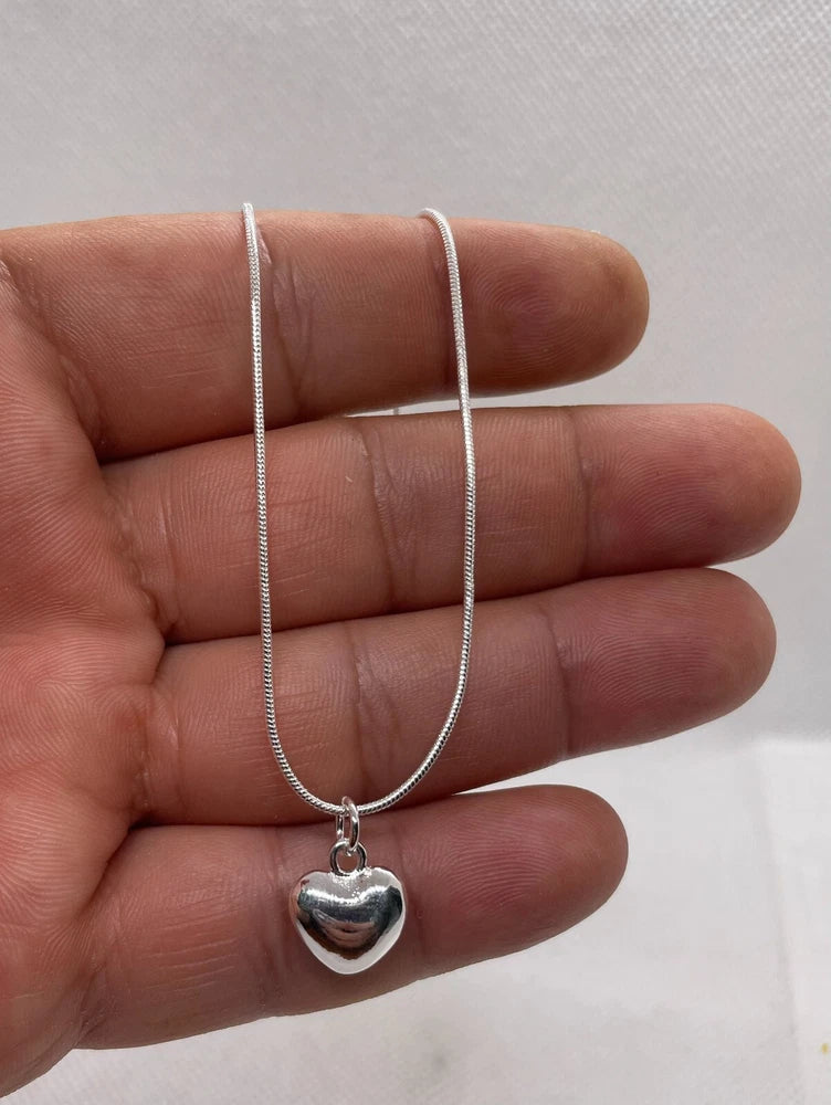 Heart charm necklace 925 sterling silver chain 18'' long Charms