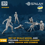 Machine gunner with DShKM and 4 zombies 3d printed resin kit 1/35 SPALAH 30635 Model
