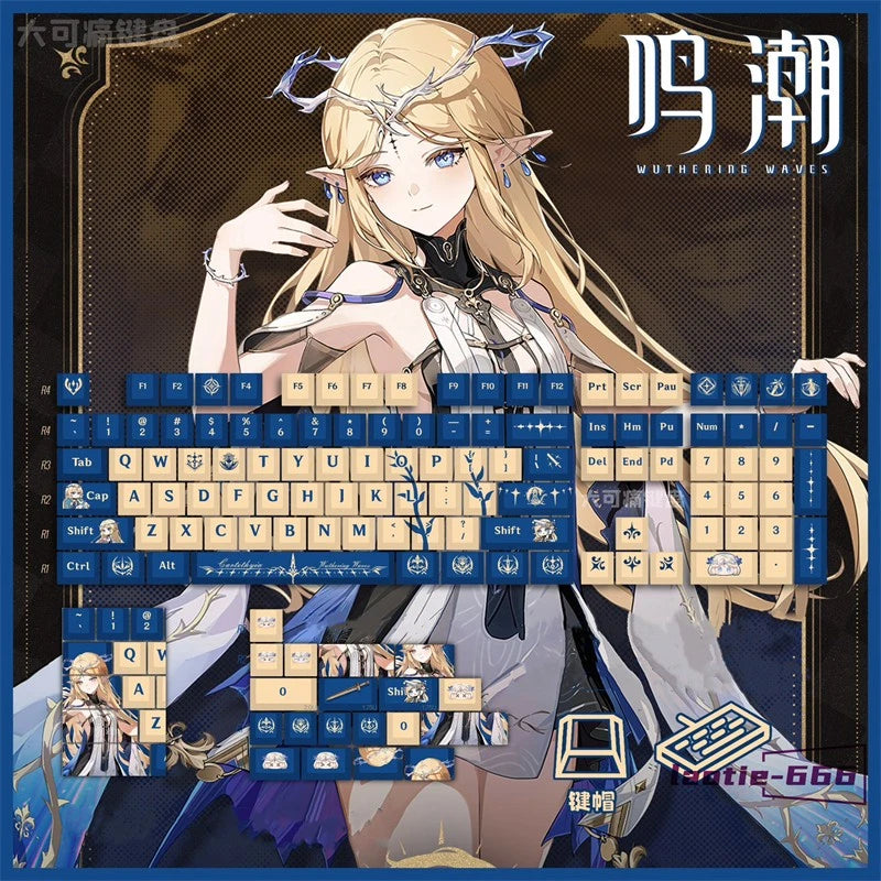 Wuthering Waves 127 Keycaps Cartethyia Dye-sub PBT Keys for Cherry MX Keyboard Model