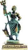 Ancient Greek God Poseidon Statue Miniature Green Gold Mythology Figurine Model
