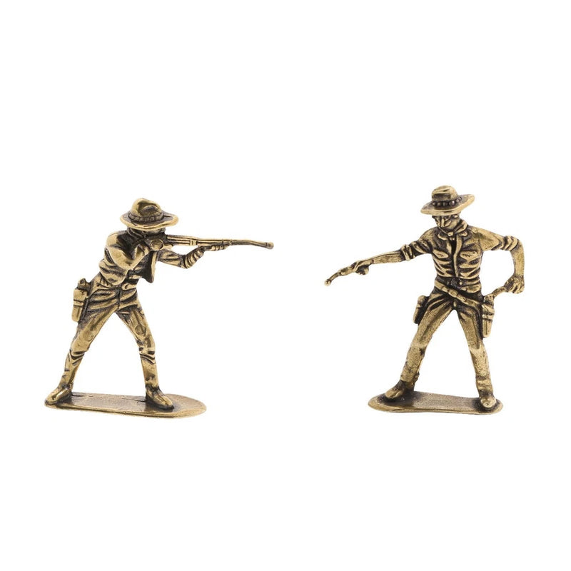 Western Cowboy Statue Figure Creative Antique Bronze Collection Ornament Brass Model