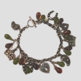 Vtg SES 925 Sterling Silver Multicolor Beads  And Charms Bracelet  7