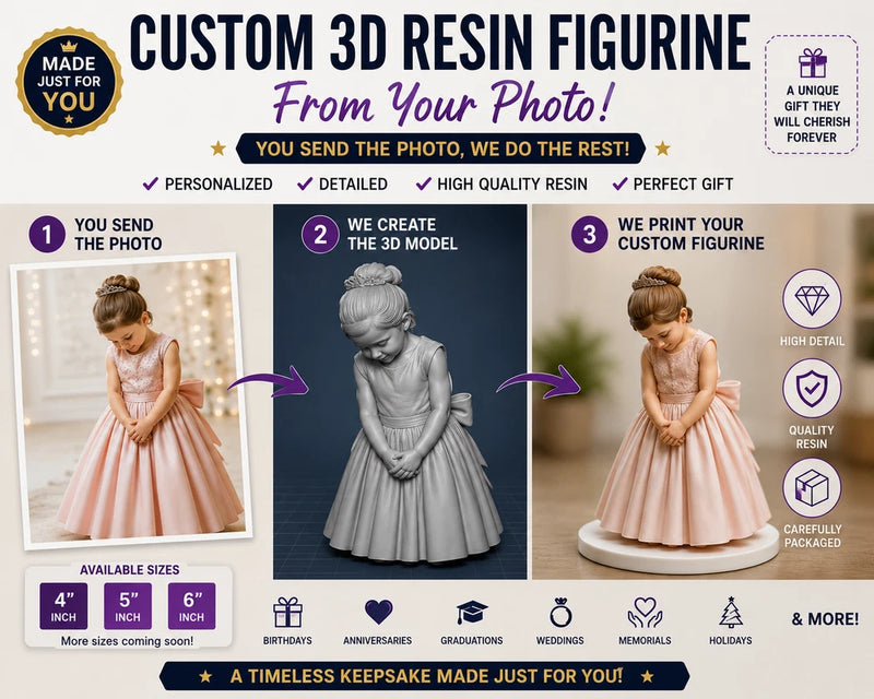 Personalized 3D Portrait Statue Hand Painted from Your Photo Custom Gift Model