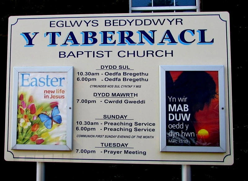 Photo 6x4 Y Tabernacl information board,  Llwynhendy Cefncaeau Facing Llw c2016 Model