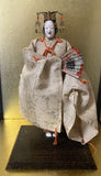 Vintage Japanese Noh Doll Kimono Display Figurine Fan Mask Model