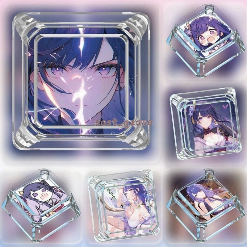 Anime Genshin Impact-Ei Raiden Transparent Cute Clear Keycaps for MX Keyboard Model