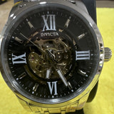 Invicta Men's Automatic Skeleton Watch Black Dial Steel Silver Bracelet (69132) Model
