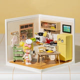 Rolife Happy Meals Kitchen Plastic DIY Miniature House Kit Building Blocks Kits Model