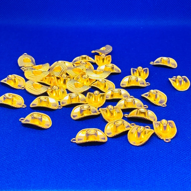 Jewelry Making Charms Golden Cowboy Hat Metal Western Craft Charm Lot (B-25) Charms