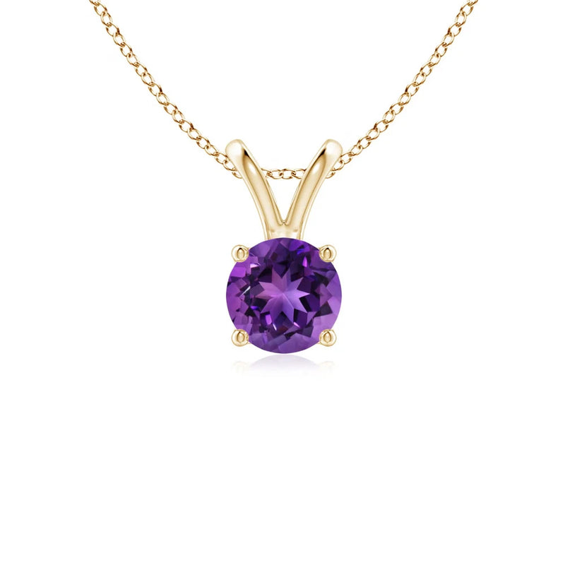 ANGARA 0.45 Ct Natural Amethyst Pendant Necklace in 14K Solid Gold (AAAA) Charms