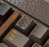 Seigaiha Artisan Metal Keycap Antique Nickel Esc  Wave Pattern 1U Cherry Profile Model