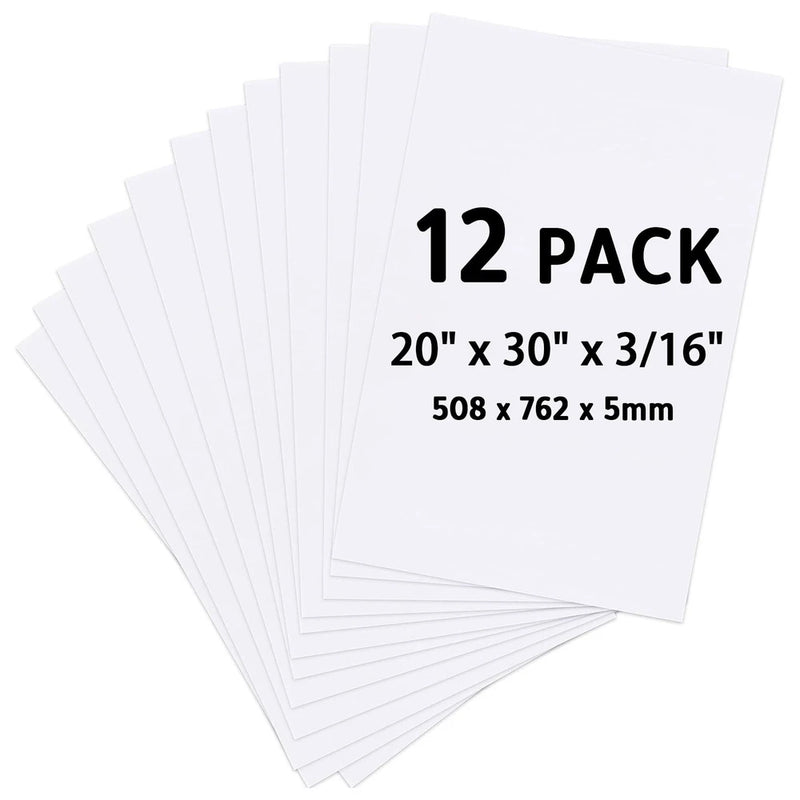 White Foam Board 12 Pack 20 x 30 3/16" Thick Acid Free Poster Model