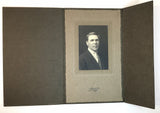 Antique Photo on Board Folder Young Man Sitting in Chair Henning Decorah IA Model