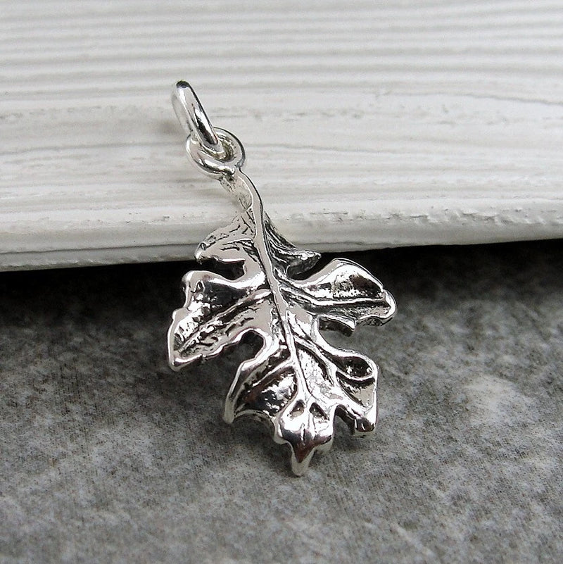 925 Sterling Silver Oak Leaf Charm - Fall Charm - Autumn Charm - Nature Jewelry Charms