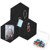 3Pcs Self Adhesive Hexagon Felt Cork Board Tiles with 30 Push Pins, Black Model