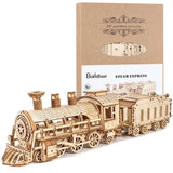 3D Wooden Puzzle Mechanical Train DIY Model Kit Creative Gift Adult Kids Build Model