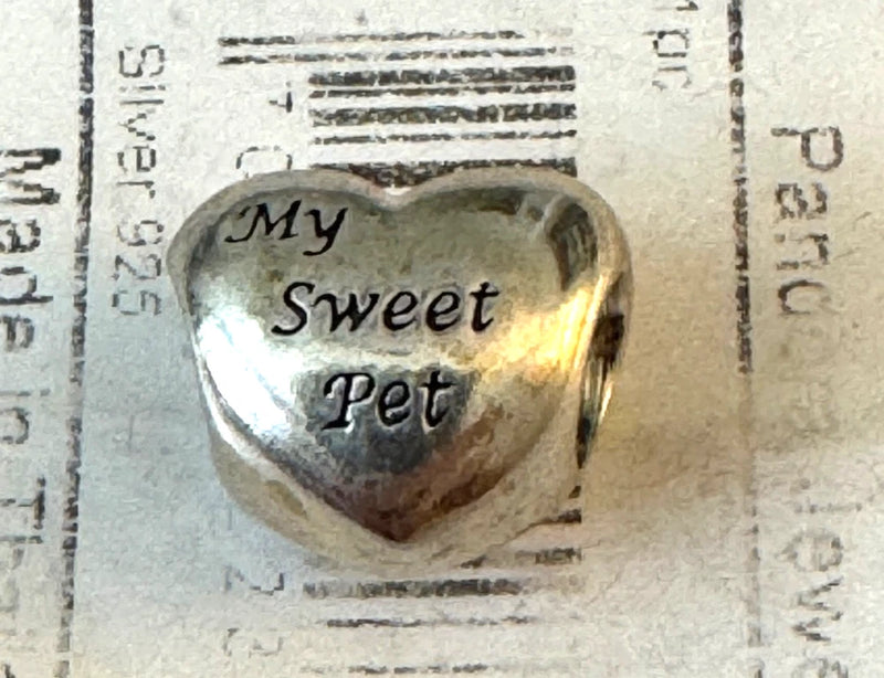 Vintage NEW Pandora Silver S925 ALE My Sweet Pet Heart Bead Charm Thailand Charms