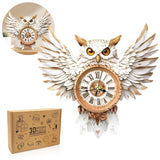 Cutywood 3D Puzzles for Adults Clock-Snowy Owl Design Model Kit-Mechanical DIY Model
