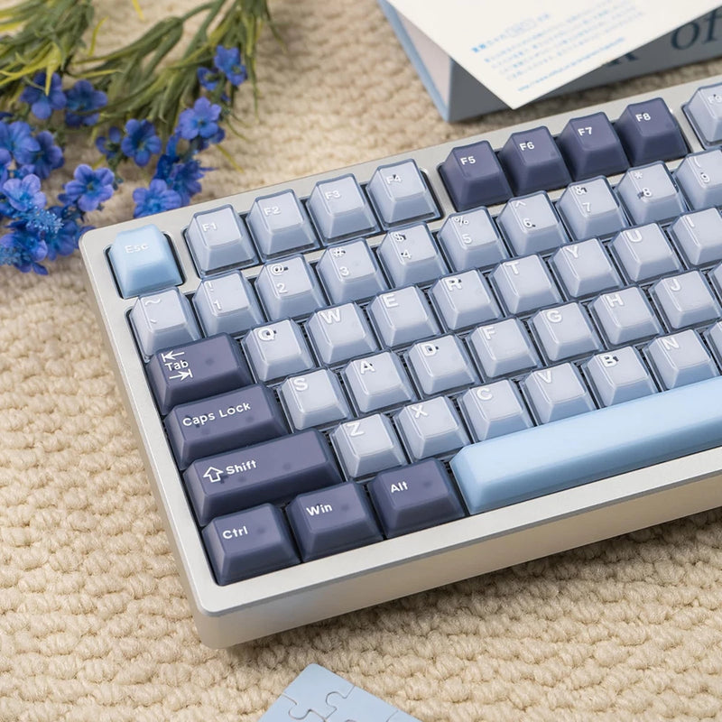 164-Key Dark Blue PBT Doubleshot Translucent Cherry Profile Keycaps for MX Model