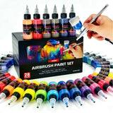 Airbrush Acrylic Paint Set 12/28 Colors Water-Based Model Paint DIY Kit Model