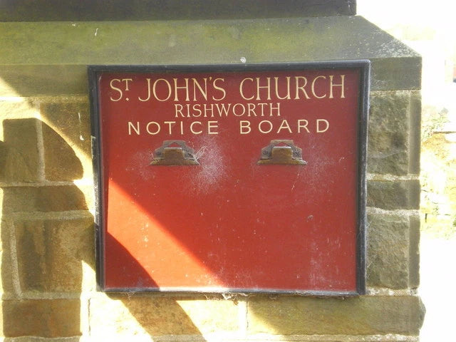 Photo 6x4 St John's Church, Rishworth, Notice board Booth Wood  c2009 Model