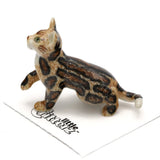 Little Critterz Cat - Marble Bengal Cat "Spirit" - Miniature Porcelain Figurine Model