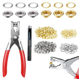 1/2" Grommet Tool Kit 150 Set Punch Hole Eyelet Snap Button Gold & Silver Model